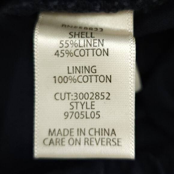 MAX STUDIO linen blend navy blue side button casual shorts Size M NEW - Picture 5 of 8